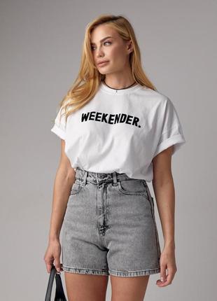 Трикотажная футболка с надписью weekender