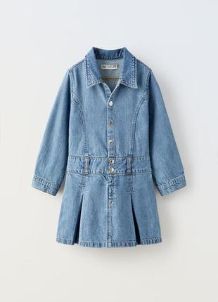 Джинсовое платье с длинным рукавом zara 13-14 лет (158-164 см)