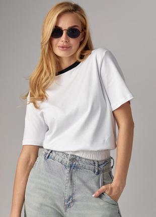 Трикотажная женская футболка с контрастной окантовкой2 фото