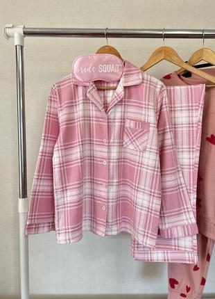 Розовая фланелевая пижама в клетку jeff banks 🩷🩷3 фото