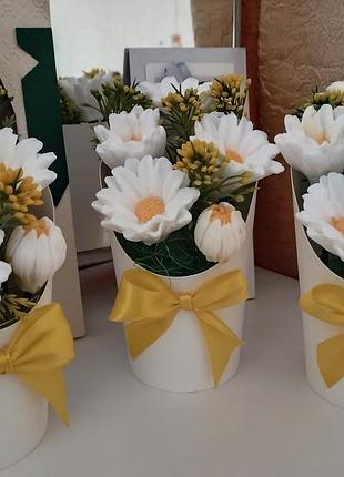 Букетик ромашек из мыла ручной работы