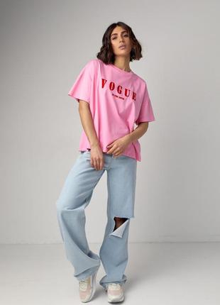 Женская футболка oversize с надписью vogue6 фото