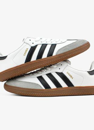 Чоловічі кросівки adidas samba og white black gum 41-42-43-44-45