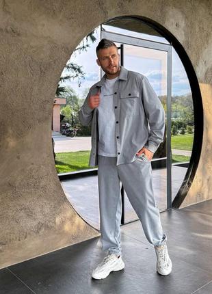 Брючный костюм мужской весенний летний на лето демисезонный базовый легкий замшевый...