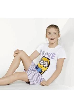 Костюм шорти футболка на дівчинку 122 128 розмір 7 8 років міньйон посіпаки disney lupilu