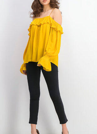 Романтична жовта блуза mango m-l4 фото