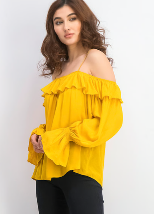 Романтична жовта блуза mango m-l2 фото