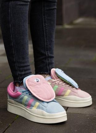 Жіночі кольорові кросівки adidas campus x bad bunny moon pink