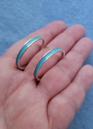 Винтажные серьги-кольца с голубой эмалью, винтаж