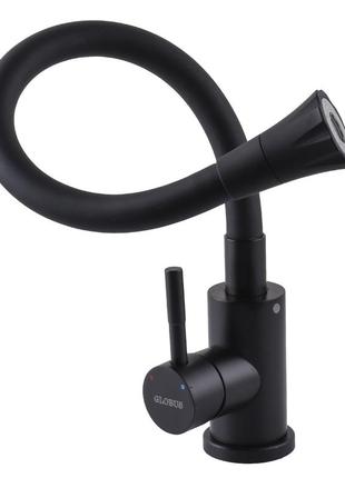 Смеситель для кухни globus черный гибкий гусак с душем aria sus304 sbt1-203sa-bb-b01 нерж. сталь