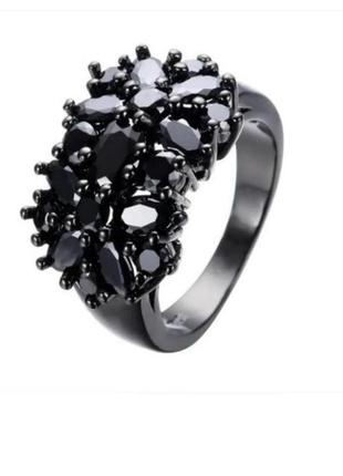 Кольцо кольцо стильное черные агаты стиль бохо