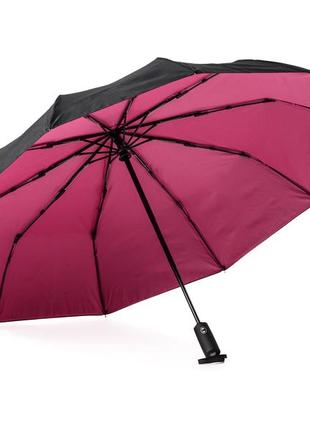 Прочный зонт krago складной 10-ти спицевый, полный автомат с двойным куполом розовый