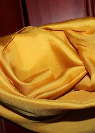 Красивий золотистий шарф, натуральний шовк, 33 на 152 см