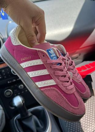 Adidas gazelle pink white кроссовки