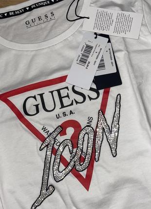 Роскошная футболка guess с кристаллами новая коллекция