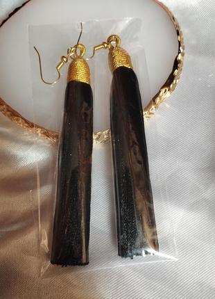 Сережки пензлики із бахромою