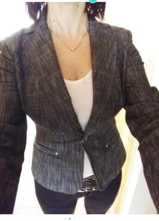 Стильный серый женский пиджак4 фото