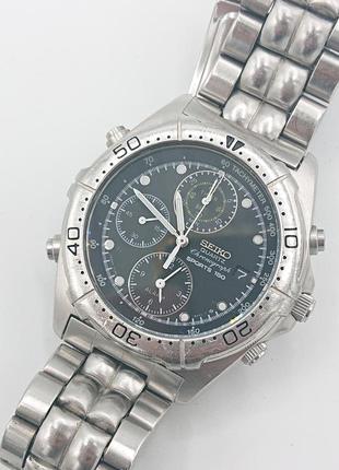 Винтажные коллекционные часы seiko chronograph sports 150 7t42-6a00 хронограф под ремонт