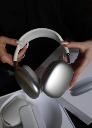 Бездротові блютуз навушники в стилі airpods max silver з шумоподавленням сріблясті 1:1