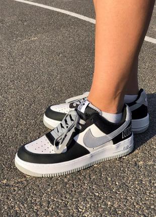 Мужские кожаные кроссовки nike air force grey/white/black