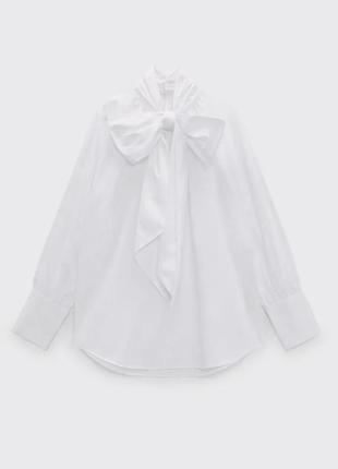 Блуза белая с бантом zara