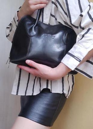 Черная кожаная итальянская сумка винтаж ретро vera pelle