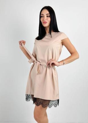 Женское короткое летнее платье мини с кружевом7 фото