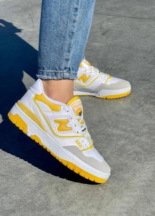 Женские кожаные кроссовки new balance 550 «yellow logo’