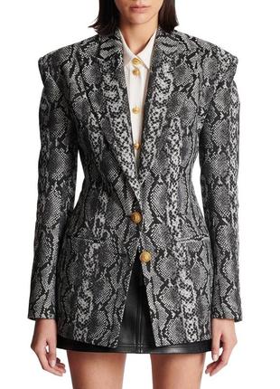 Пиджак balmain с имитацией кожи питона серый с черным
