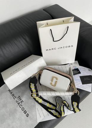 Женская сумка в стиле marc jacobs the snapsot white/peach.
