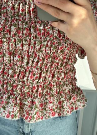 Блуза резинка в мелкий цветочек 1+1=36 фото