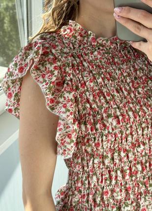 Блуза резинка в мелкий цветочек 1+1=38 фото