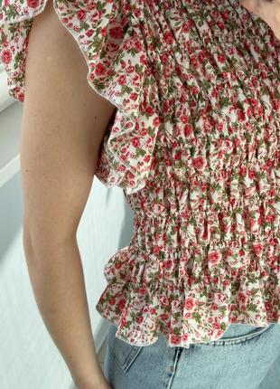 Блуза резинка в мелкий цветочек 1+1=37 фото