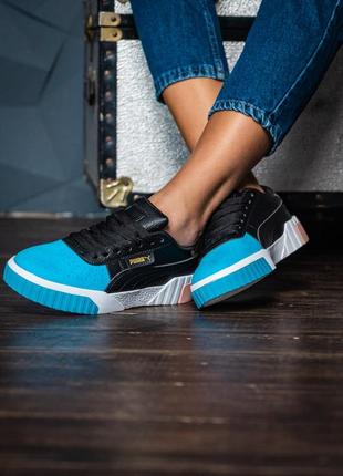 Жіночі шкіряні кросівки puma cali remix black blue