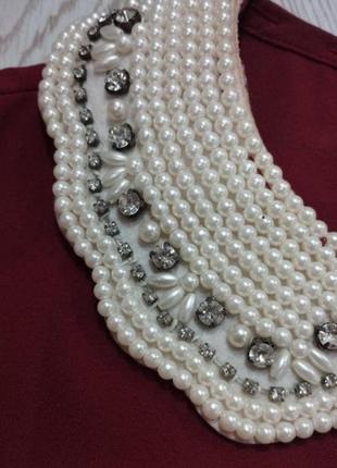 Блуза с воротничком из бисера