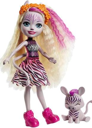 Лялька enchantimals zadie zebra doll з пітомцем