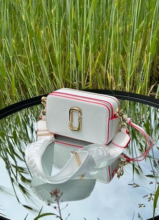 Жіноча сумка в стилі marc jacobs the snapshot white/pink.