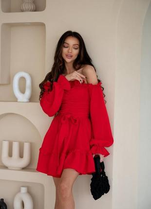 Жіноча муслінова сукня міні з воланами, з рюшами, коротка сукня з пишною спідницею, з об'є...