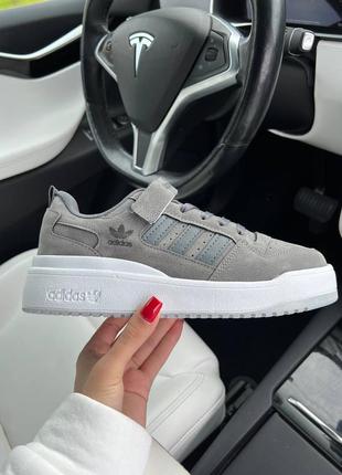 Жіночі замшеві кросівки adidas forum 84 low white grey адідас форум