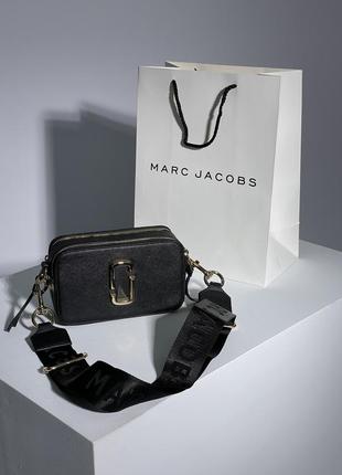 Жіноча сумка в стилі marc jacobs the snapshot black/gold.