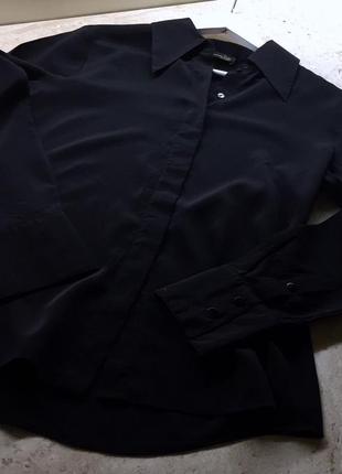 Сорочка під шовк massimo dutti black classy faux silk shirt blouse