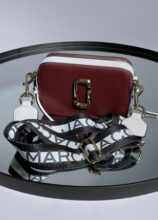 Женская сумка в стиле marc jacobs the snapshot burgundy.6 фото