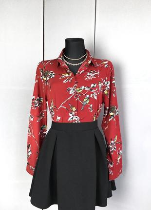 Жіноча блуза сорочка вінтаж бордо у квіти xs s m готична готичний стиль футболка майка гавайка топ