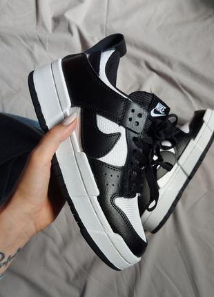 Женские кожаные кроссовки nike dunk low disrupt black white