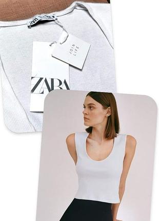 Брендовая красивая майка топ в рубчик zara этикетка