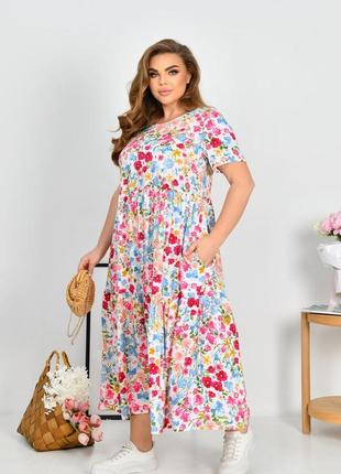 Великолепное женское летнее платье из штапеля батал