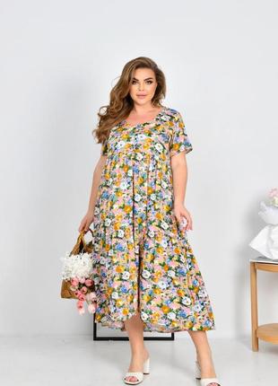 Великолепное женское летнее платье из штапеля батал