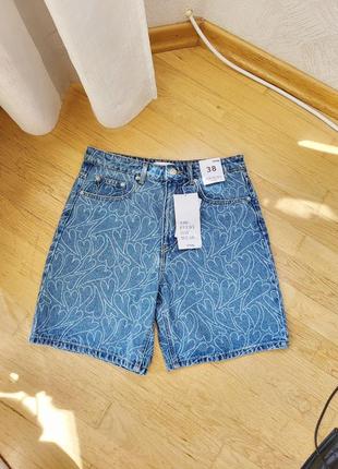 Новые женские джинсовые шорты бермуды голубые короткие