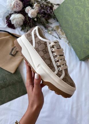 Кроссовки в стиле gucci gg printed platform premium