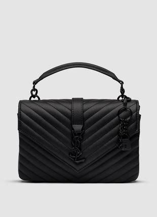 Saint laurent college medium in quilted leather black/silver